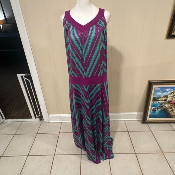 Womens Plus Size Maxi Skirt and Cardigan, size XL, Coral Bay, Purple and Turquoi - Picture 1 of 8